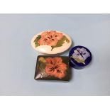 Three Moorcroft trinket boxes