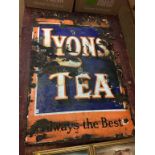 A large Lyons Tea advertising sign, 148cm x 98cm