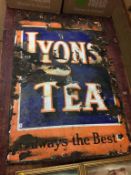 A large Lyons Tea advertising sign, 148cm x 98cm