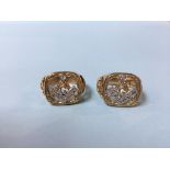 Two 9ct gold (Stamped 375) gents Masonic rings, each set with 8 small diamonds, total weight 19.1g