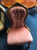 A Victorian mahogany button back nursing chair