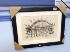 Munson Park, signed print, limited edition 20/75, 'The Five Bridges of Newcastle Upon Tyne', 24 x