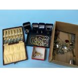 A quantity of Danby Mint jewellery tea spoons and costume jewellery