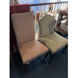 A walnut cabriole leg chair and another