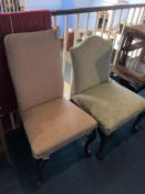 A walnut cabriole leg chair and another