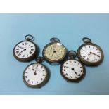 Five plated pocket watches
