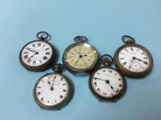 Five plated pocket watches