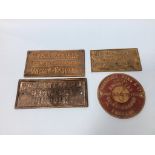 Four advertising metalwork wall plaques