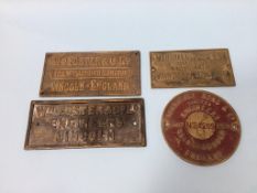 Four advertising metalwork wall plaques