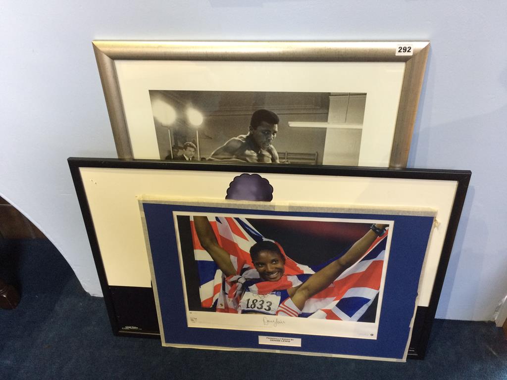 Autograph by Denise Lewis, a picture of Ali and a poster of the Simpsons