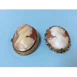 A Victorian 12ct gold mounted cameo brooch and another brooch