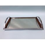 An Art Deco mirrored and chrome tea tray, 41cm wide