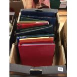 A box of stamp albums, First Day Covers etc.