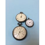 Three silver cased pocket watches