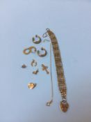 A 9ct gold bracelet and various items of 9ct gold; total weight, 25.3g