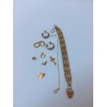 A 9ct gold bracelet and various items of 9ct gold; total weight, 25.3g