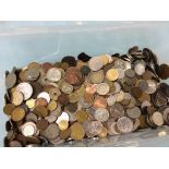 A large quantity of various world coins