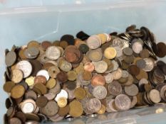 A large quantity of various world coins