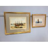 John Smith (x2), watercolour, signed, dated 1996 and 1997. 'Thames Hay Barge', and 'Fishing Boats