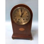 An Edwardian bracket clock with 8 day movement and strike action, 40cm height