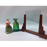 An Art Deco frame, a Royal Doulton figure and a Mdina glass vase