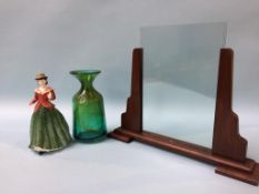 An Art Deco frame, a Royal Doulton figure and a Mdina glass vase