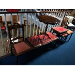 A pair of Edwardian single chairs, coffee table and a nest of tables etc.