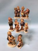 Nine various Hummel figures