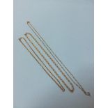 Three 9ct gold necklaces (stamped 375), weight 20g