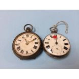 A London silver pear case pocket watch, and a Superior Railway timekeeper pocket watch