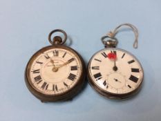 A London silver pear case pocket watch, and a Superior Railway timekeeper pocket watch