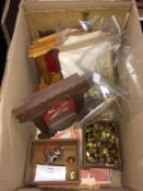 Box of military ephemera; buttons, 1914-1919 Great War Medal etc.