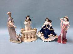 Three Coalport figures and a Lladro figure (4)