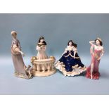 Three Coalport figures and a Lladro figure (4)