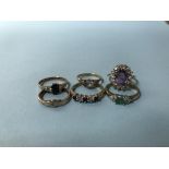 Six 9ct gold rings, 12.5g