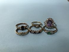 Six 9ct gold rings, 12.5g