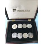 Eight 1 ounce silver coins