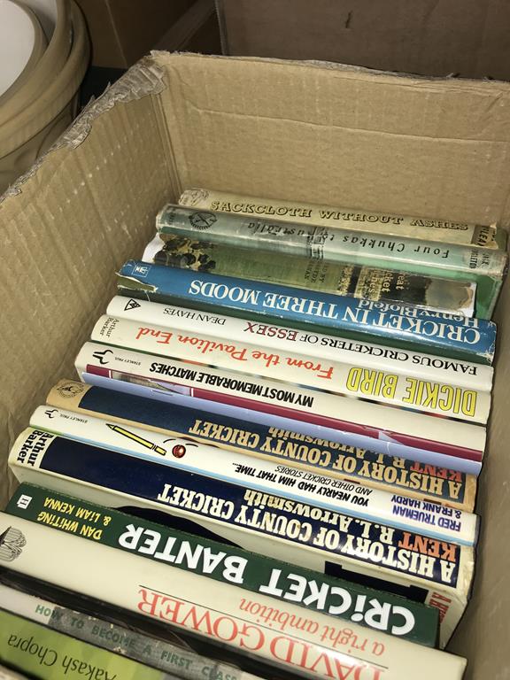 Four boxes of books, to include cricket subjects etc. - Image 3 of 4