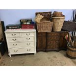 A painted chest of drawers and a mahogany sideboard