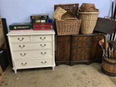 A painted chest of drawers and a mahogany sideboard