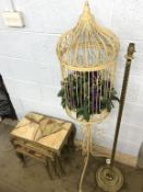 A nest of tables with onyx tops, and a birdcage etc.