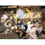 Three boxes of soft toys