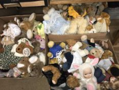 Three boxes of soft toys