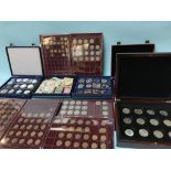 A collection of coins, £5, commemorative crowns, and cigarette cards etc.