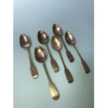 A matched set of six silver Georgian spoons