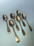 A matched set of six silver Georgian spoons