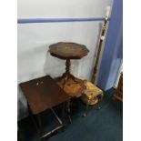 Two Italian occasional tables and a standard lamp etc.