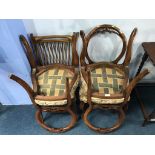 Three walnut chairs and one other