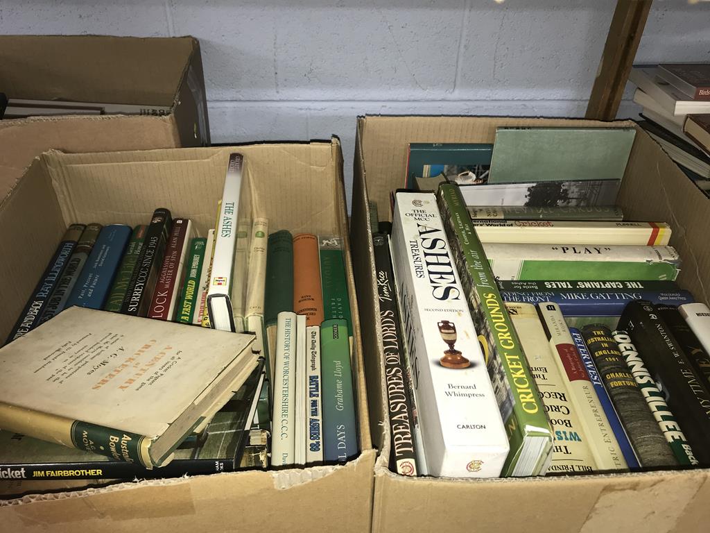 Four boxes of books, to include cricket subjects etc. - Image 2 of 4