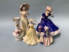 Various figures, to include Royal Doulton and Coalport etc., and a Royal Albert Old Country Rose